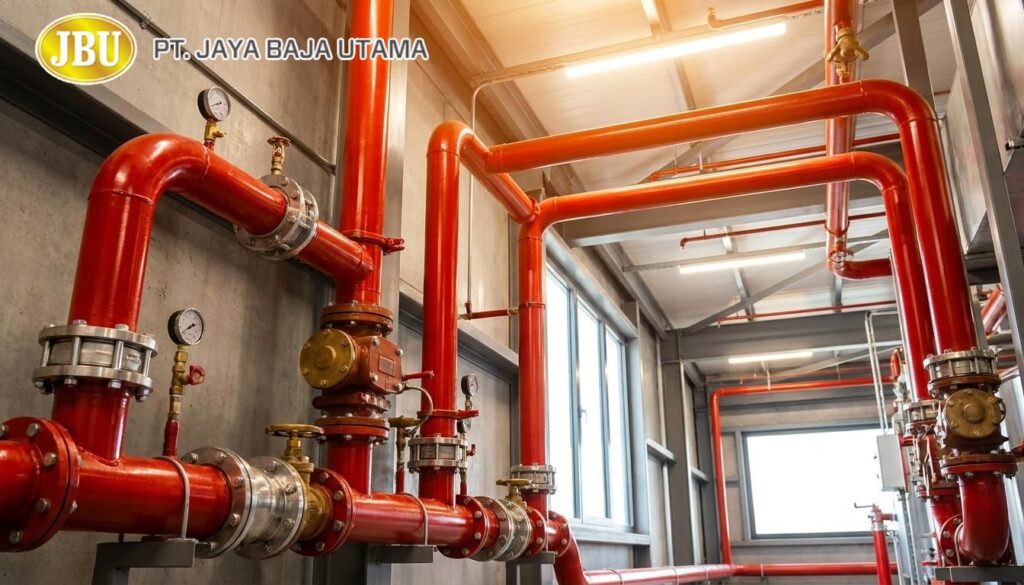 Sistem hydrant gedung menggunakan pipa baja