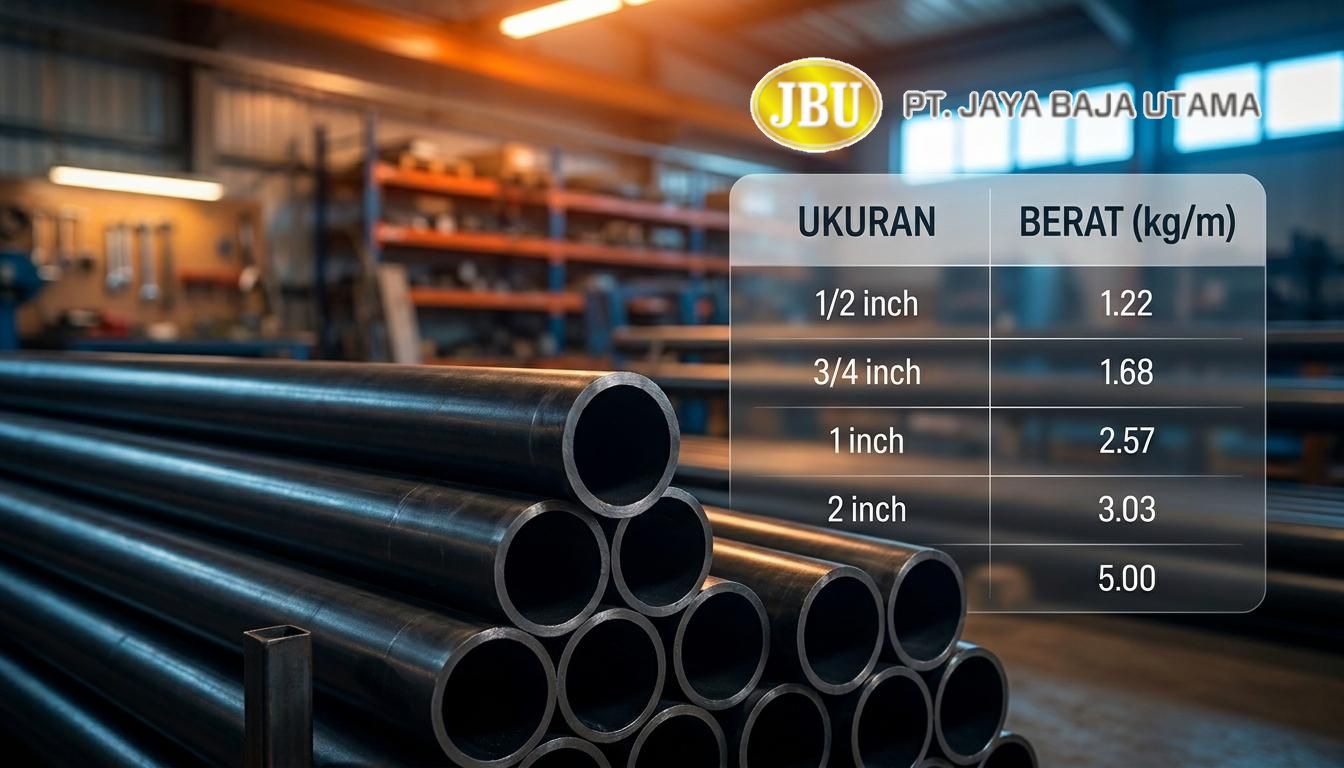 Tabel Berat Pipa Baja Hitam (Medium) lengkap terbaru