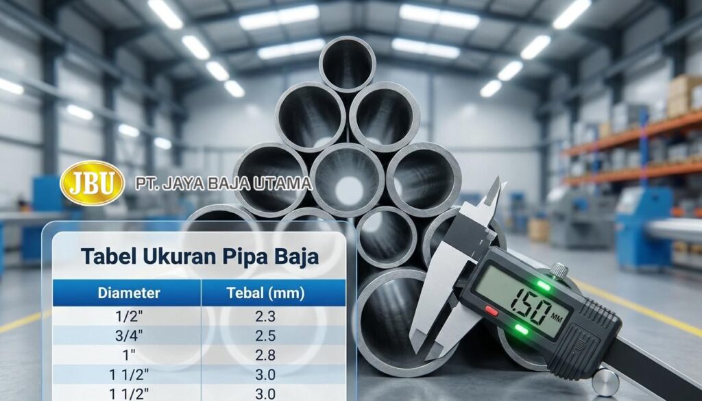 Tabel Ukuran Pipa Baja dalam mm